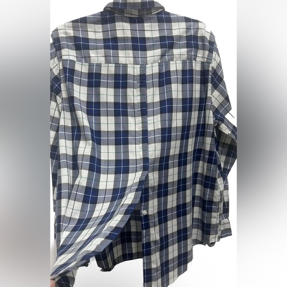 Levi's Womens Boyfriend Fit Plaid Long Sleeve Button Up Shirt Large Blue Cotton - Picture 9 of 12